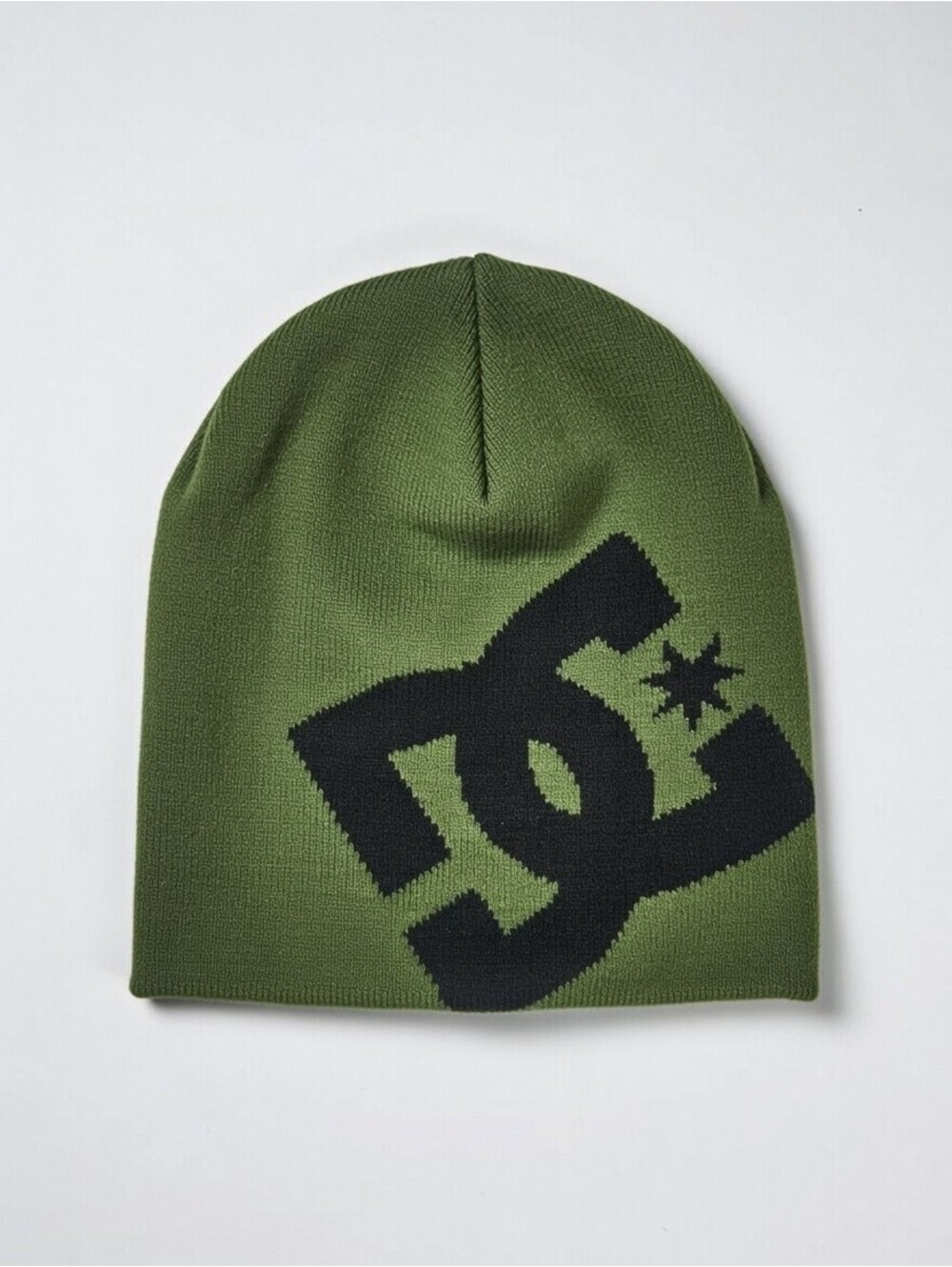 DC Shoes Logo Stretch Beanie Skull Cap Sport SK8 Hat Unisex Green Black Y2K